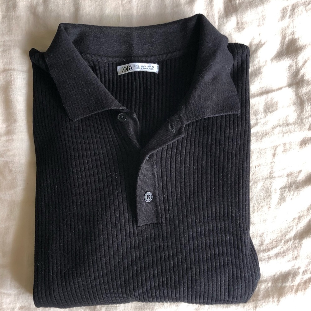Zara Black Knit Polo